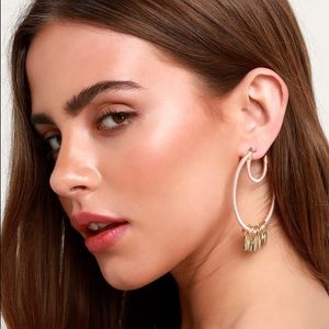 Lulus Oleana Gold and Pink Covered Hoop Earrings